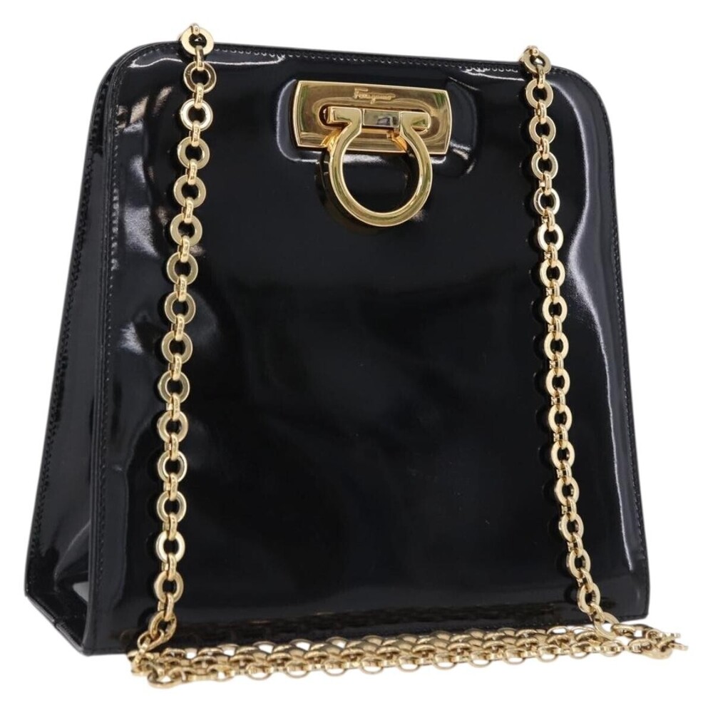 Salvatore Ferragamo Vintage Gancini Chain Patent Leather